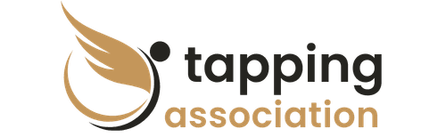 Logo for tapping association featuring a gold wing-like design in a circle to the left of the words "tapping association" in black and gold text.